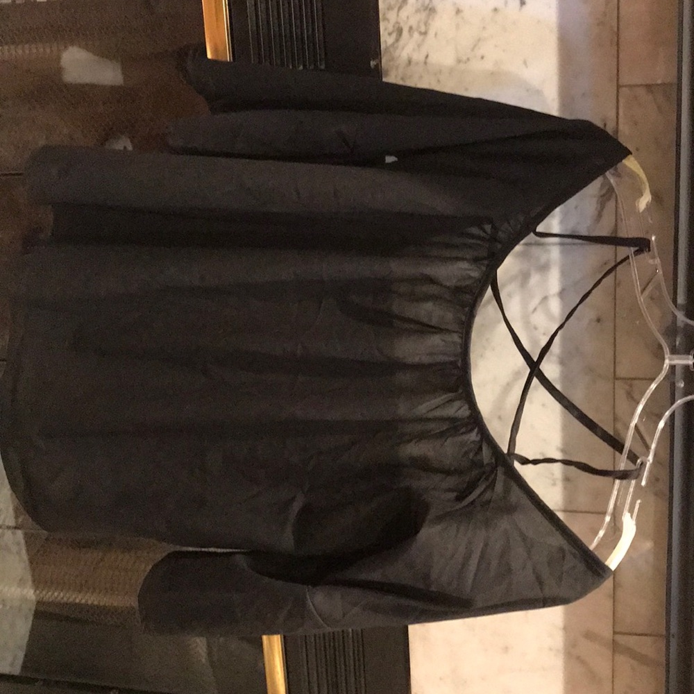 Off shoulder open back black 3/4 length blouse